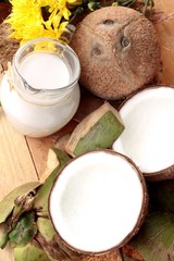 Sticker - Coconut and milk , oil coco for organic healthy food and beauty