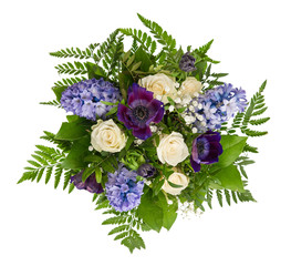 Poster - Spring Flowers Bouquet. Roses, Hyacinth, Ranunculus