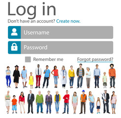 Wall Mural - Log in Password Identity Internet Online Privacy Protection Conc