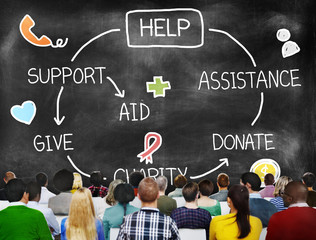 Sticker - Help Assistance Support Donate Volunteer Concept