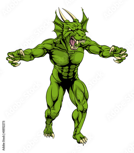 Dragon sports mascot claws out