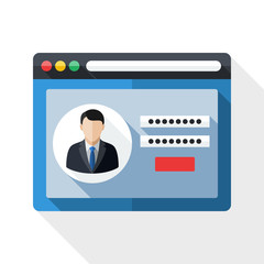 Wall Mural - user login form icon with long shadow on white background