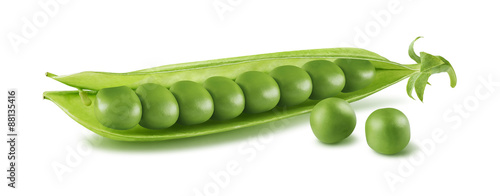 Fotomural Single pea pod isolated on white background