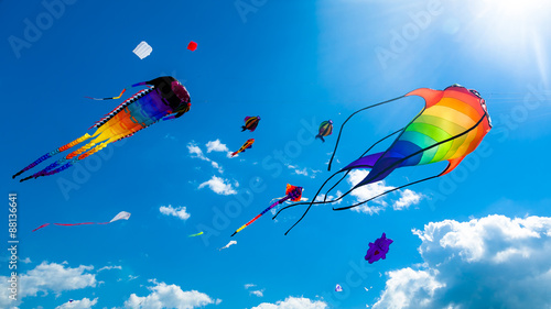 Various kites flying on the sky Fototapet