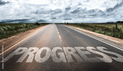 Fotografía Progress written on rural road