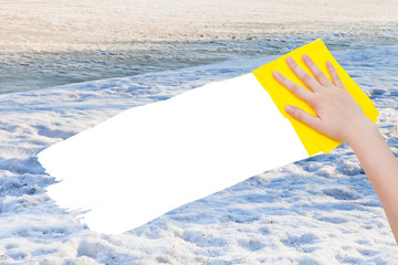 Sticker - hand deletes white snow by yellow rag