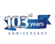 103 Years Anniversary Logo Blue Ribbon