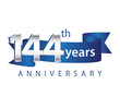 144 Years Anniversary Logo Blue Ribbon