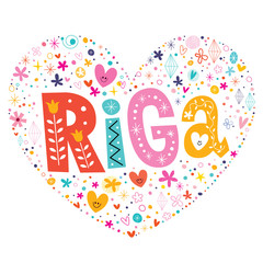 Wall Mural - Riga heart shaped type lettering vector design