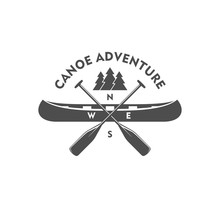 Canoe Adventure. Badge, Design Element.