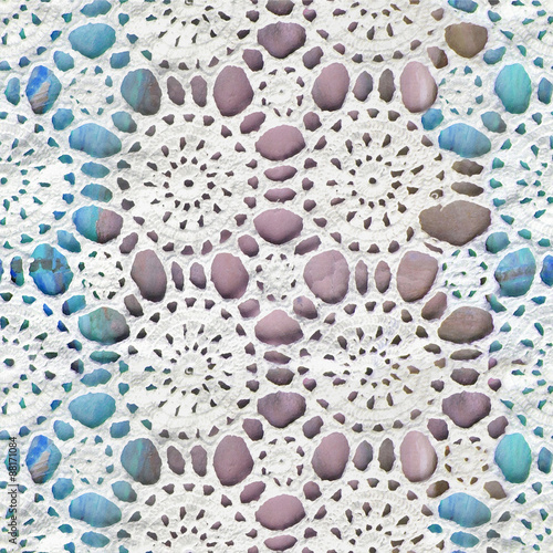 Naklejka na kafelki Abstract seamless ornamental pattern in ethnic style, stylized as a woven or knitted lace. Tribal arabian indian ornament. Fashion repeating texture.