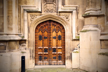 Parliament In London Old Church Door And Marble Antique  Wall
