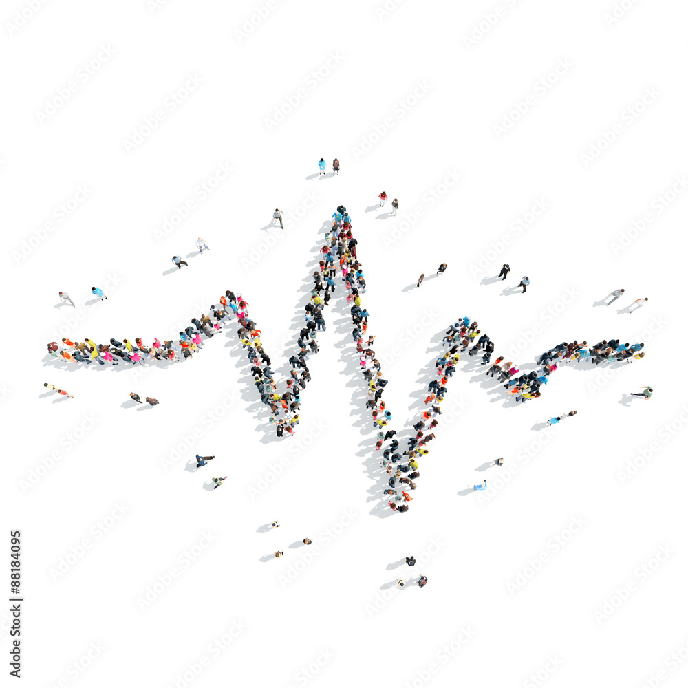 people in the shape of a cardiogram