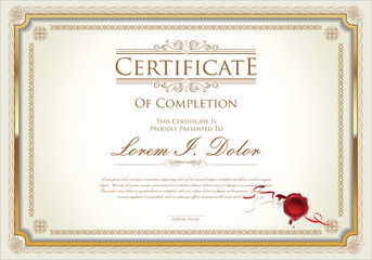 illustration of gold detailed certificate