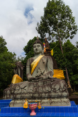 Wall Mural - Stone carving for buddha statue sitting under sun light