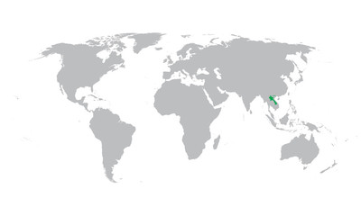 Poster - vector map of the world with indication of Laos