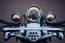 Dashboard With Motorcycle Speedometer From Driver Point Of View
