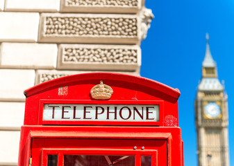 Sticker - Red Telephone Booth under Big Ben - London