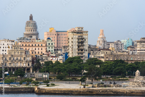 Naklejka - mata magnetyczna na lodówkę Kuba Havanna die Skyline beim Sonnenaufgang