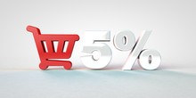 5 Percent Discount Shopping Cart Online Store Coupon White