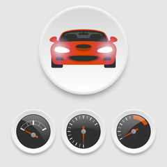 Wall Mural - Car and speedometer icons