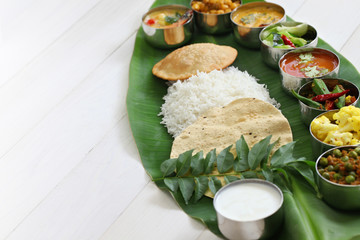 Wall Mural - south indian meals served on banana leaf