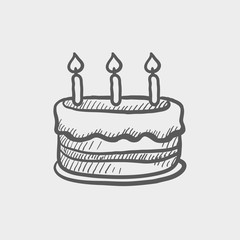 Canvas Print - birthday cake with candles sketch icon