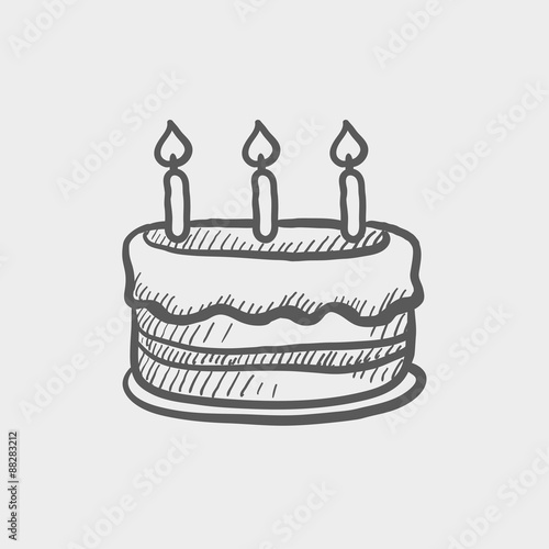 Birthday Cake With Candles Sketch Icon Stock Vector Adobe Stock