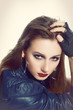 © zea_lenanet - closeup beautiful fashion woman portrait, rock style, fashion toning