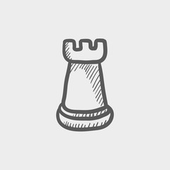 Wall Mural - Chess rook sketch icon