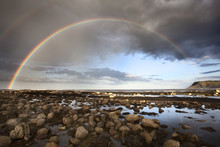 Rainbow Over The Sea At Robin Hoods Bay, Yorkshire