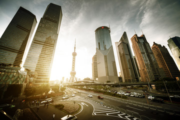 road in Shanghai lujiazui financial center, China