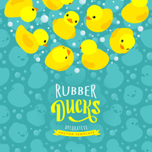 Vector Decorating Design Made Of Yellow Rubber Ducks