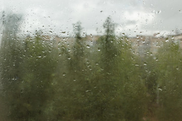 Canvas Print - Raindrops on glass. Sorrow.