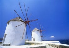 Windmills On The Coast, Mykonos, Greek Islands