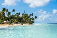 Sandy Beach And Palm Trees Of Pigeon Point, Tobago, Trinidad And Tobago