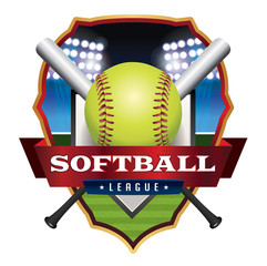 Sticker - Softball League Emblem Illustration