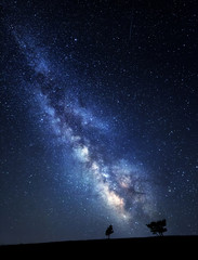 Wall Mural - milky way. beautiful summer night sky with stars in crimea