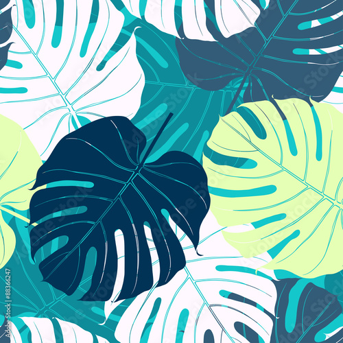 Obraz w ramie Seamless pattern with palm leaves.