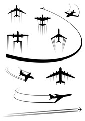 Sticker - Black icons of airplanes and cargo planes