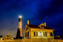 Tybee Island Beach Lighthouse With Thunder And Lightning