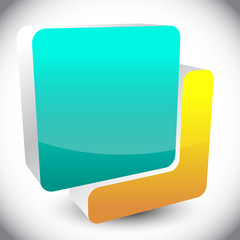 Poster - Two overlapping cubes in 3D with perspective. Editable vector ic