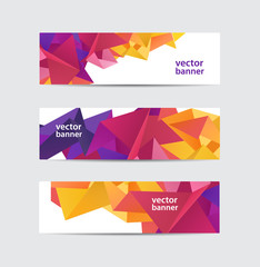 Wall Mural - vector set of crystal modern faceted geometric colorful banners