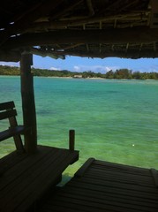 Old Covered rustic wooden boat dock in Vanuatu