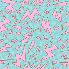 Wall Mural - retro 80s lightning bolts pattern