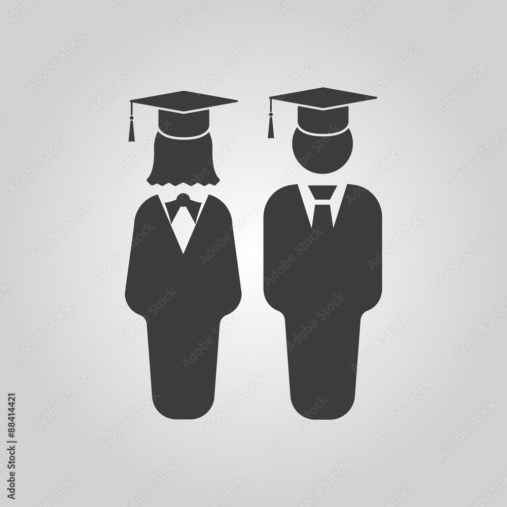 The student boy and girl icon. School, academy, college, education symbol.  Flat Stock Vector | Adobe Stock, image size:1000x1000