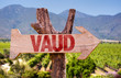 Vaud wooden sign with winery background