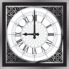 Luxury White Gold Metal Clock With Roman Numerals And Pattern Bo