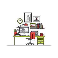 Aufkleber - Developer workspace line style illustration