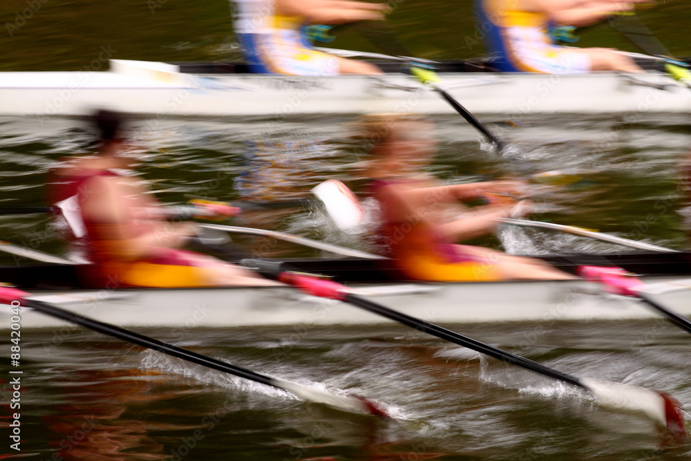 Rowing abstract. Team of rowers with motion blur. Stock Photo | Adobe Stock